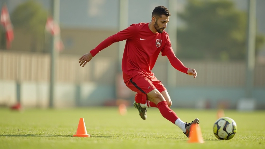 Athletes performing speed and agility training exercises with cone drills