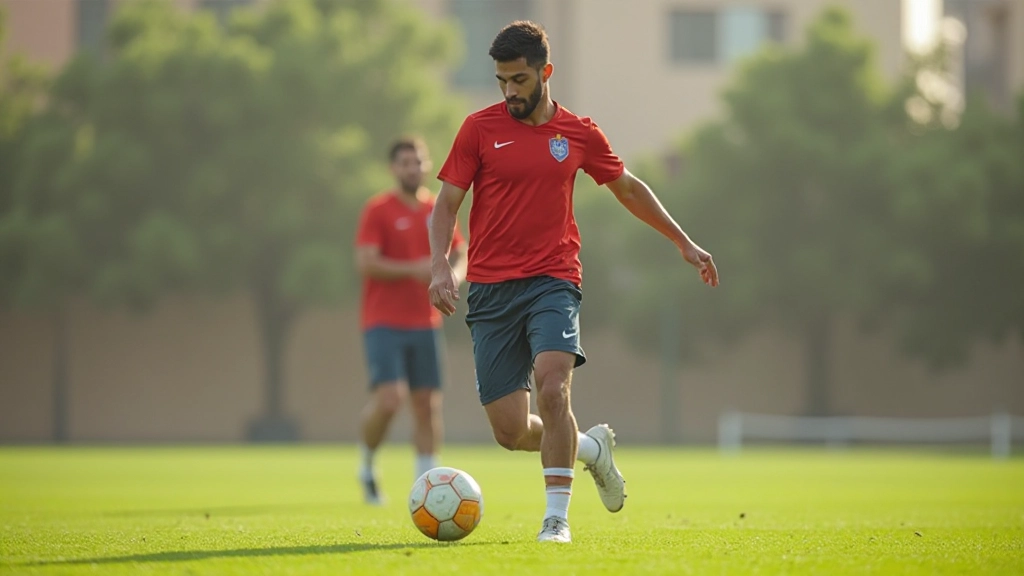 Soccer player performing ball control drills with precision dribbling technique on training field